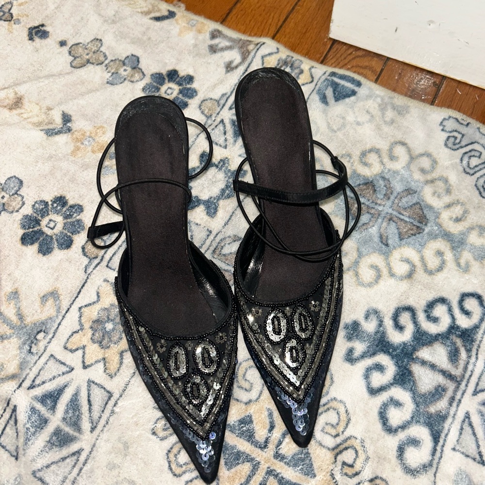 Vero Cuoio Black Sequin Heels